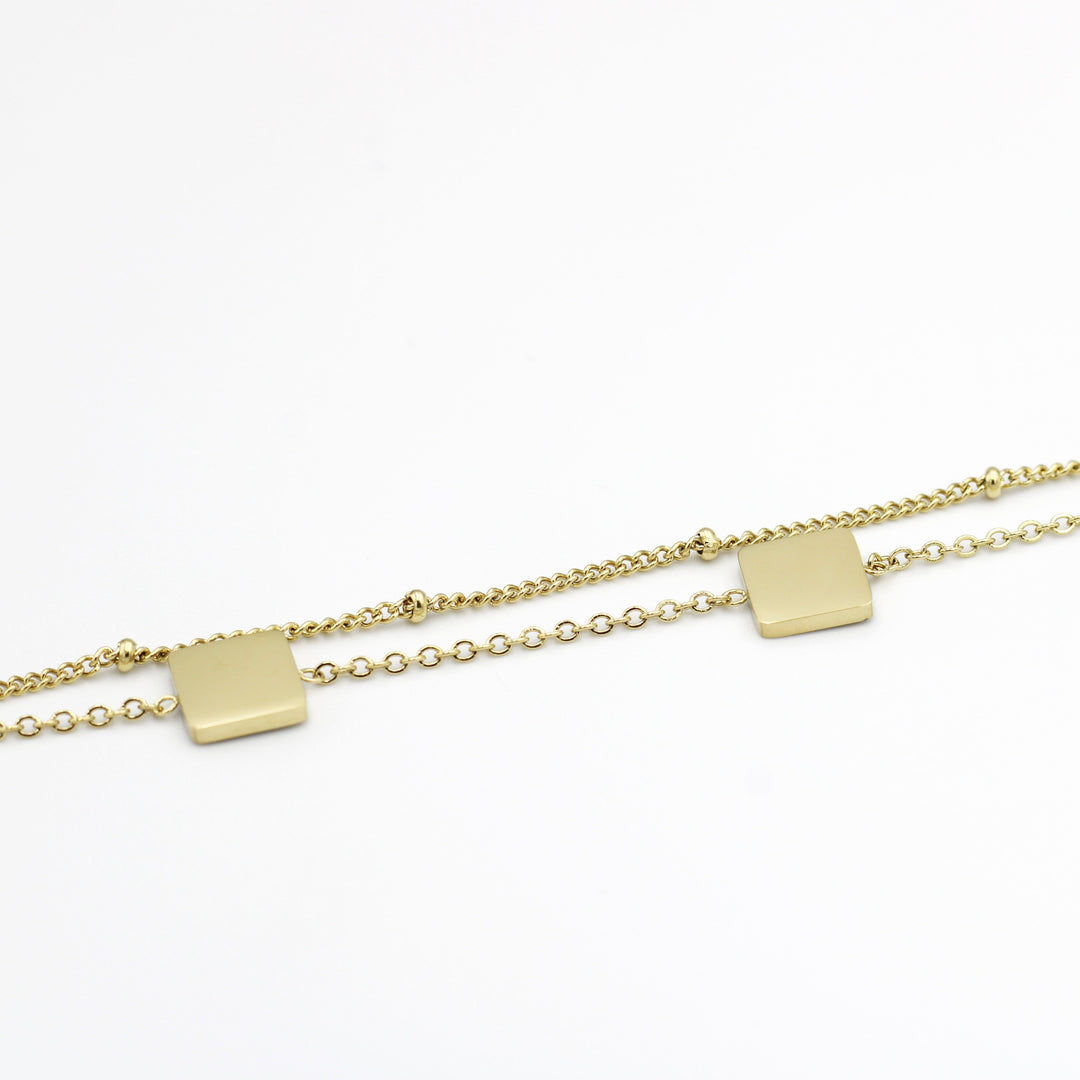 Molly Triple Flat Square Fashion Bracelet