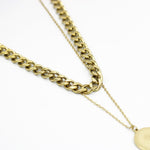 Load image into Gallery viewer, Molly Double Layer Chain with Elizabeth II Pendant Fashion Necklace
