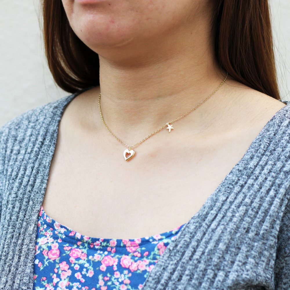 Unique Heart Pendant with Star Fashion Necklace for women