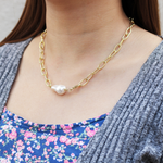 Load image into Gallery viewer, Unique Big Chain and Pearl Pendant Fashion Necklace for women