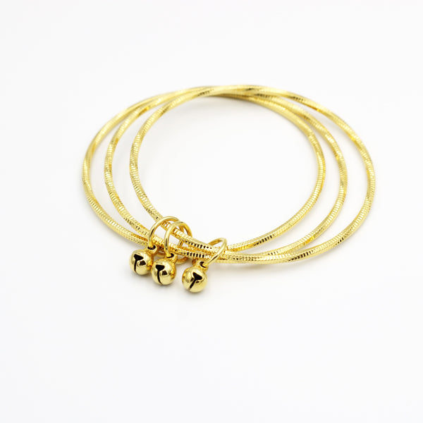 Molly Triple Bangle Fashion Bracelet with bells pendant