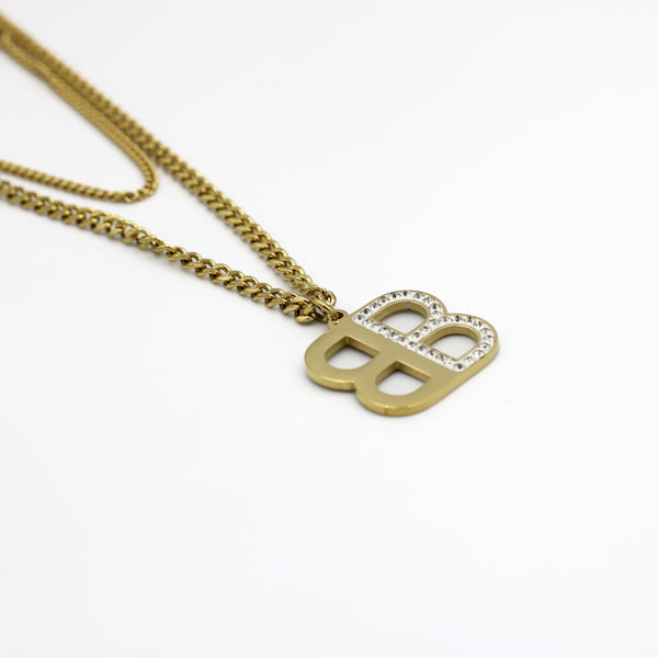 Molly Double Layer Chain with Double B Pendant Fashion Necklace