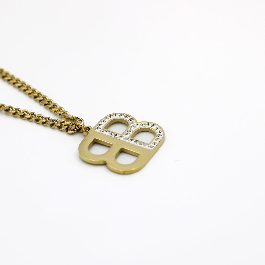 Molly Double Layer Chain with Double B Pendant Fashion Necklace