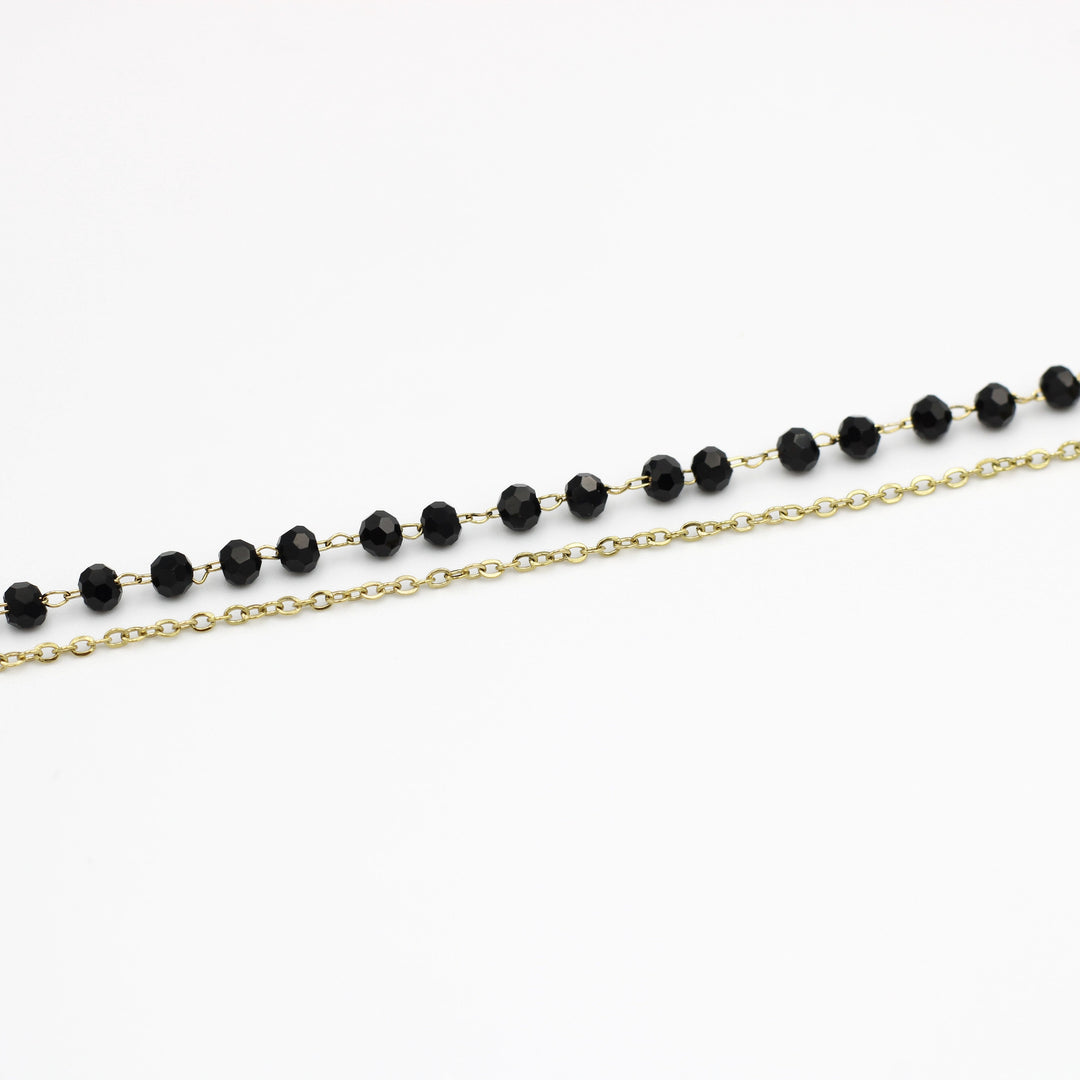 Molly Half Chain Black Crystal Beads Fashion Necklace