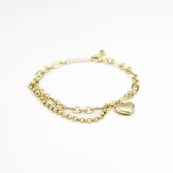 Molly Half-Layered Fashion Bracelet with heart pendant