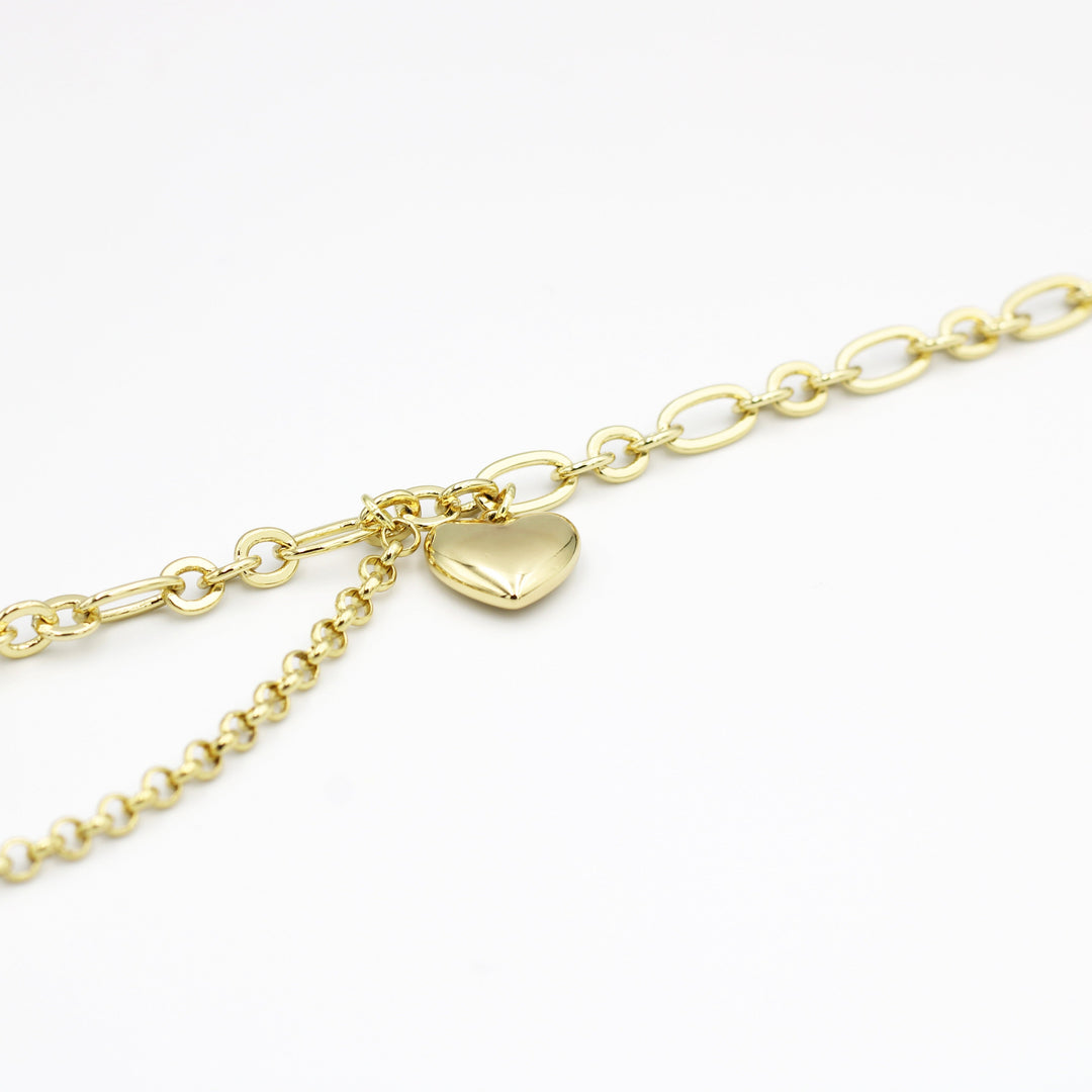 Molly Half-Layered Fashion Bracelet with heart pendant