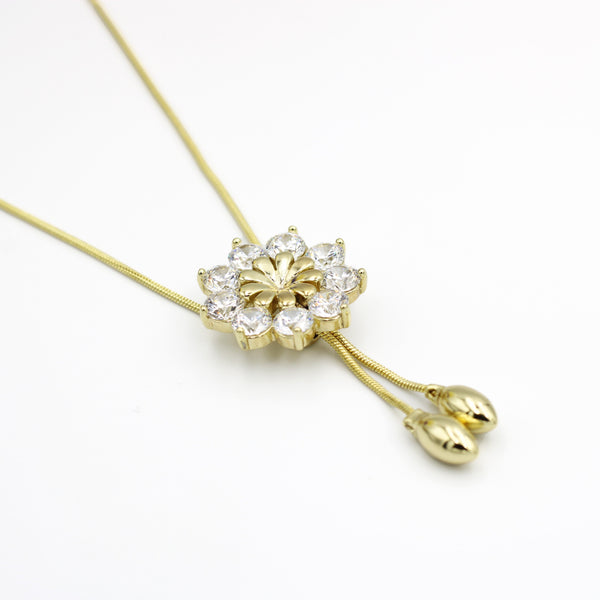 Molly Crystal Attached Floral Pendant Fashion Necklace