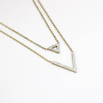 Load image into Gallery viewer, Molly Double Layered V Triangle Fashion Necklace embeded with crystals
