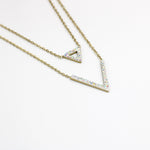 Load image into Gallery viewer, Molly Double Layered V Triangle Fashion Necklace embeded with crystals
