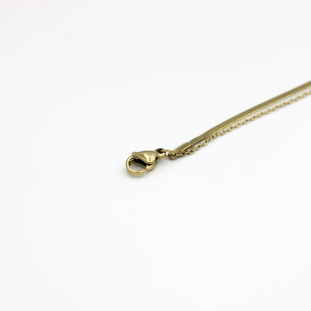 Molly Double Layered Chain with Box Pendant Fashion Necklace