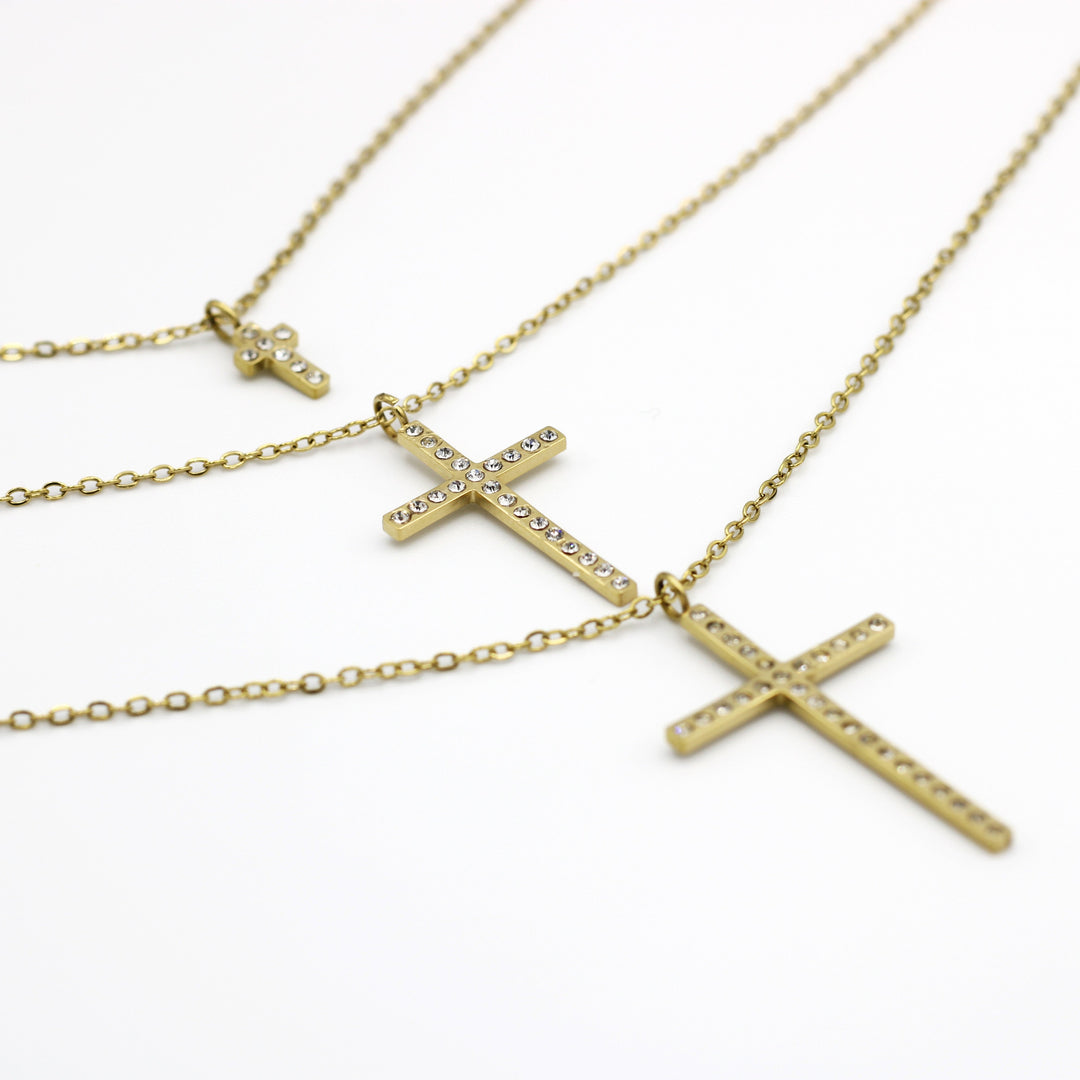 Molly Triple Layer Cross Fashion Necklace