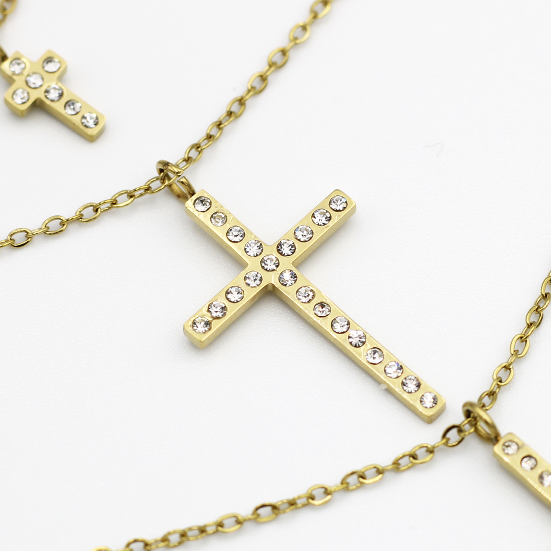 Molly Triple Layer Cross Fashion Necklace