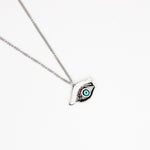 Load image into Gallery viewer, Molly Silver Eye Pendant Fashion Necklace with embedded small crystals
