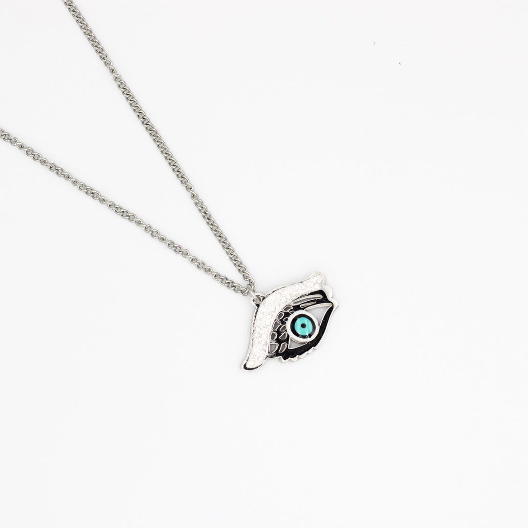 Molly Silver Eye Pendant Fashion Necklace with embedded small crystals