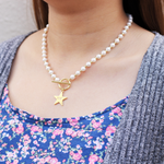 Load image into Gallery viewer, Unique Pearl Chain and Star Pendant Fashion Necklace for women
