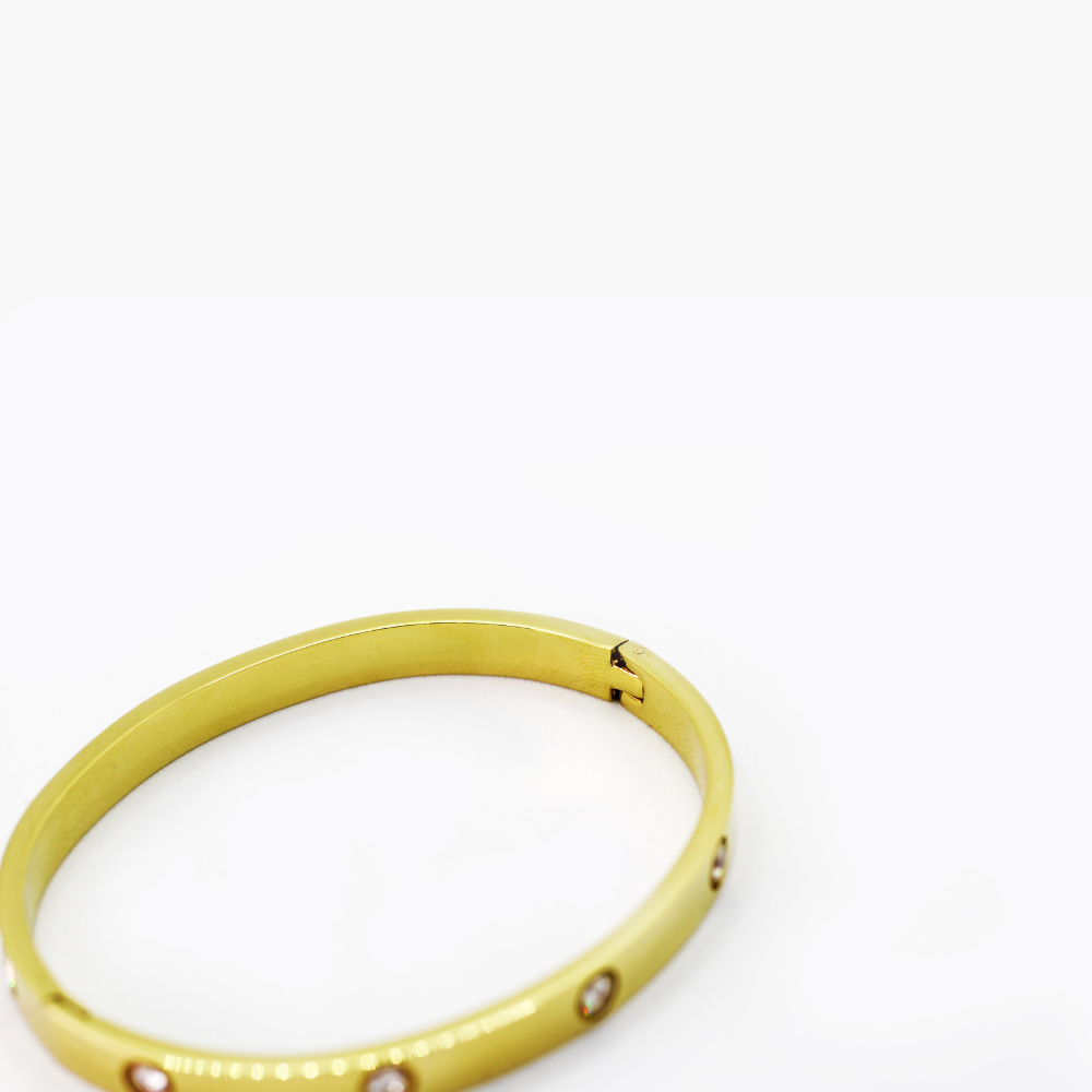 Molly C Bangle embeded gold with crystal Fashion Bracelet women