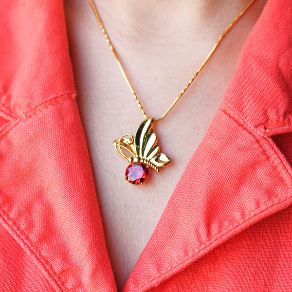 Unique Molly Butterfly with Red Crystal Fashion Pendant for women