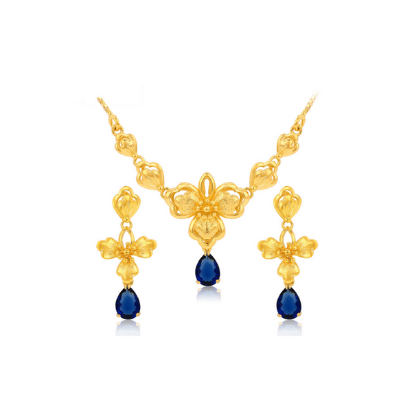 Unique Molly Sapphire Necklace and Earrings Fashion Jewelry Set for women