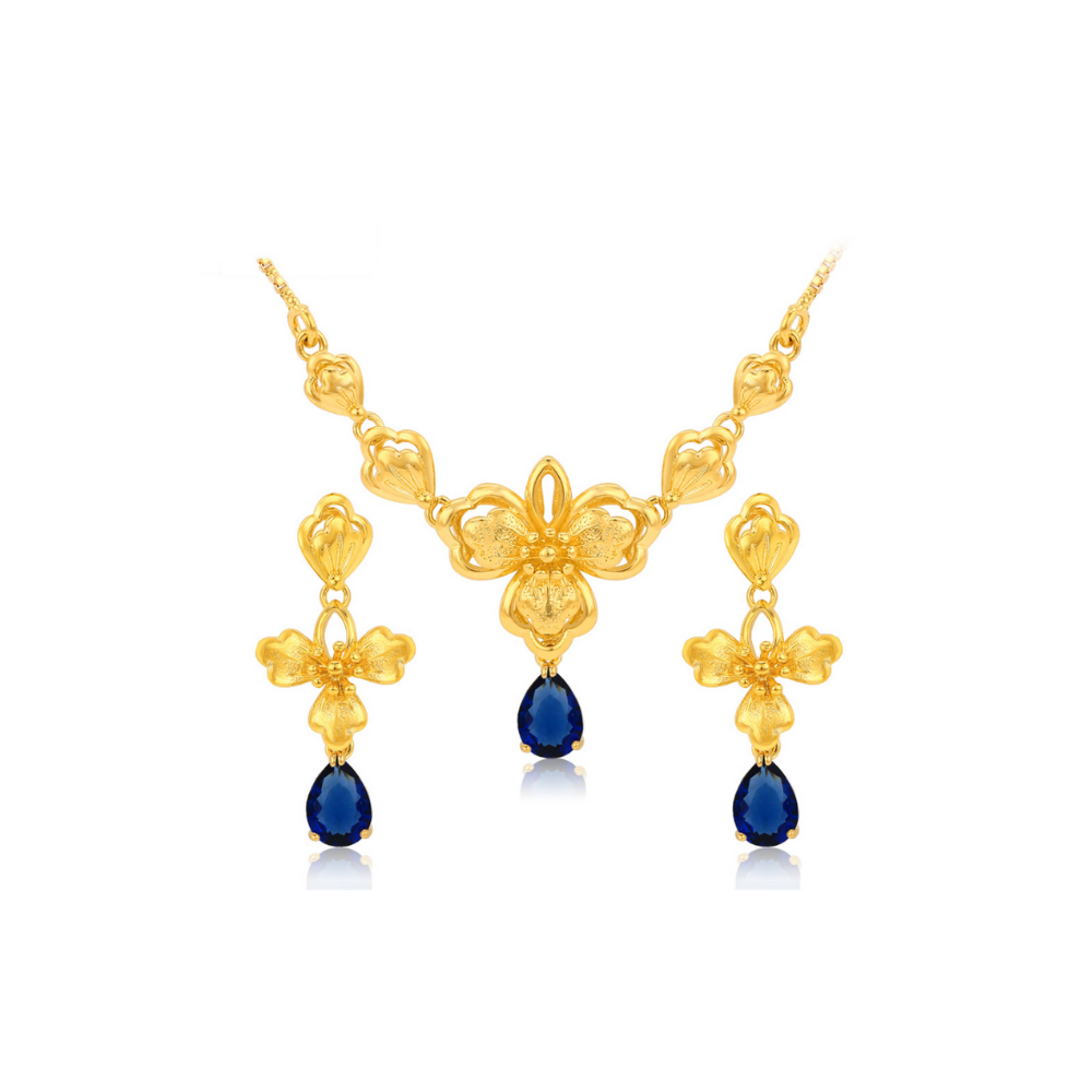 Unique Molly Sapphire Necklace and Earrings Fashion Jewelry Set for women